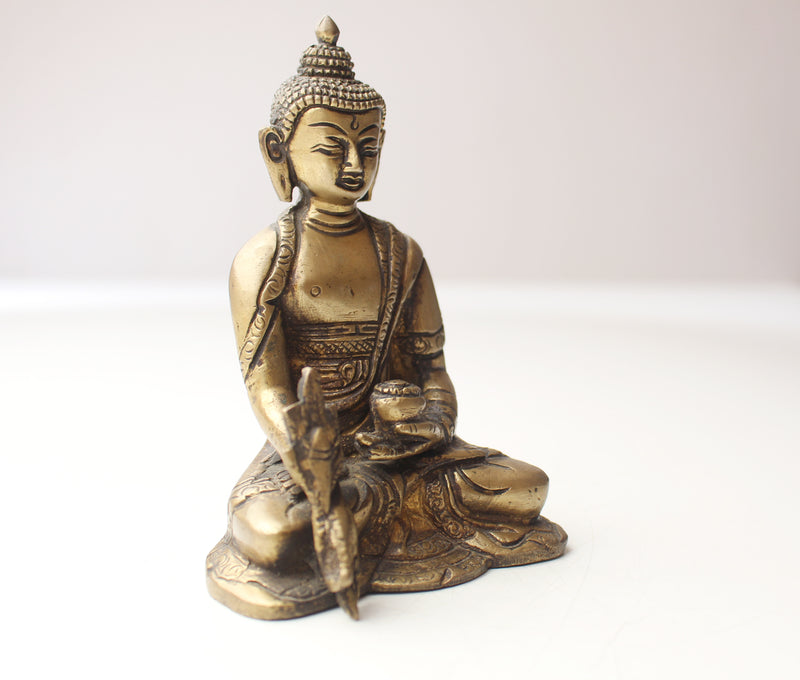 Brass Medicine Buddha Statue, 5 Inch High BMB