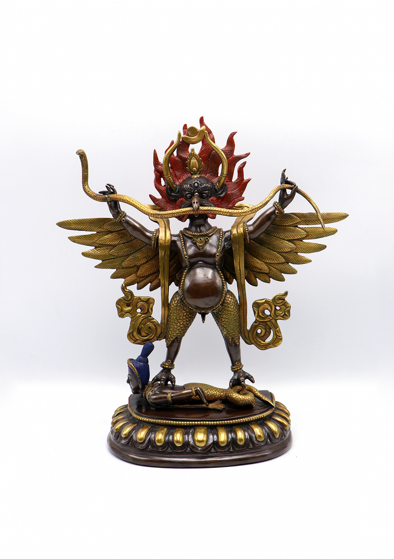 Copper Oxyided Gold Garuda Statue 13"H