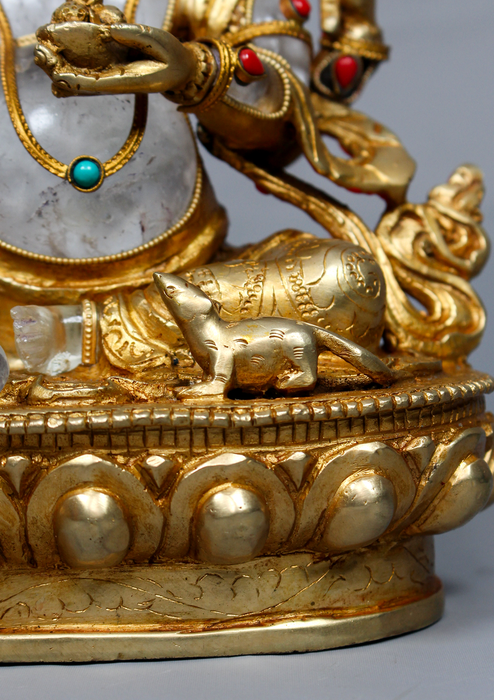 Gold Plated Crystal Ganesh Statue 8"H