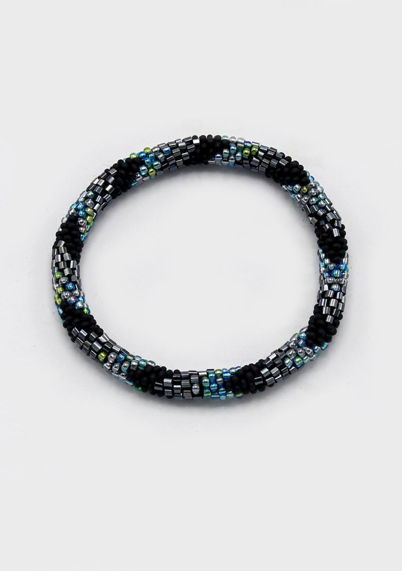Roll on Beads Disco Blue Back Spiral Roll Bracelet - NEW BATCH