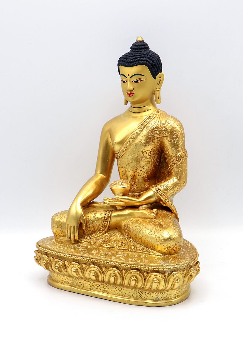 Full Gold Plated Shakyamuni Buddha Statue 10"H