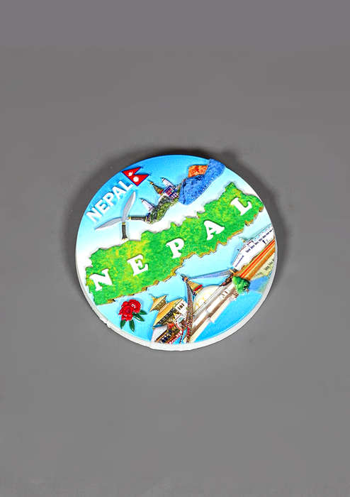 Nepal Heritage Round Embossed Fridge Magnet