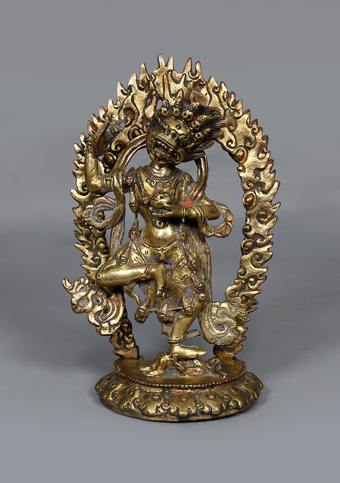 Antique Copper Simhamukha Statue 8.5"H