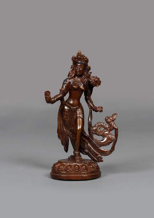 Copper Oxidized Dancing Tara Statue 5"H