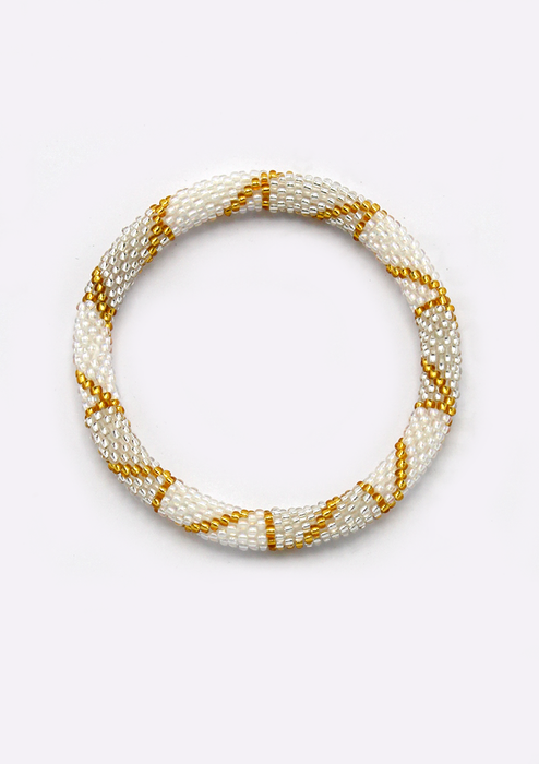 Roll on Beads White Gold Stripe Roll Bracelet - NEW BATCH