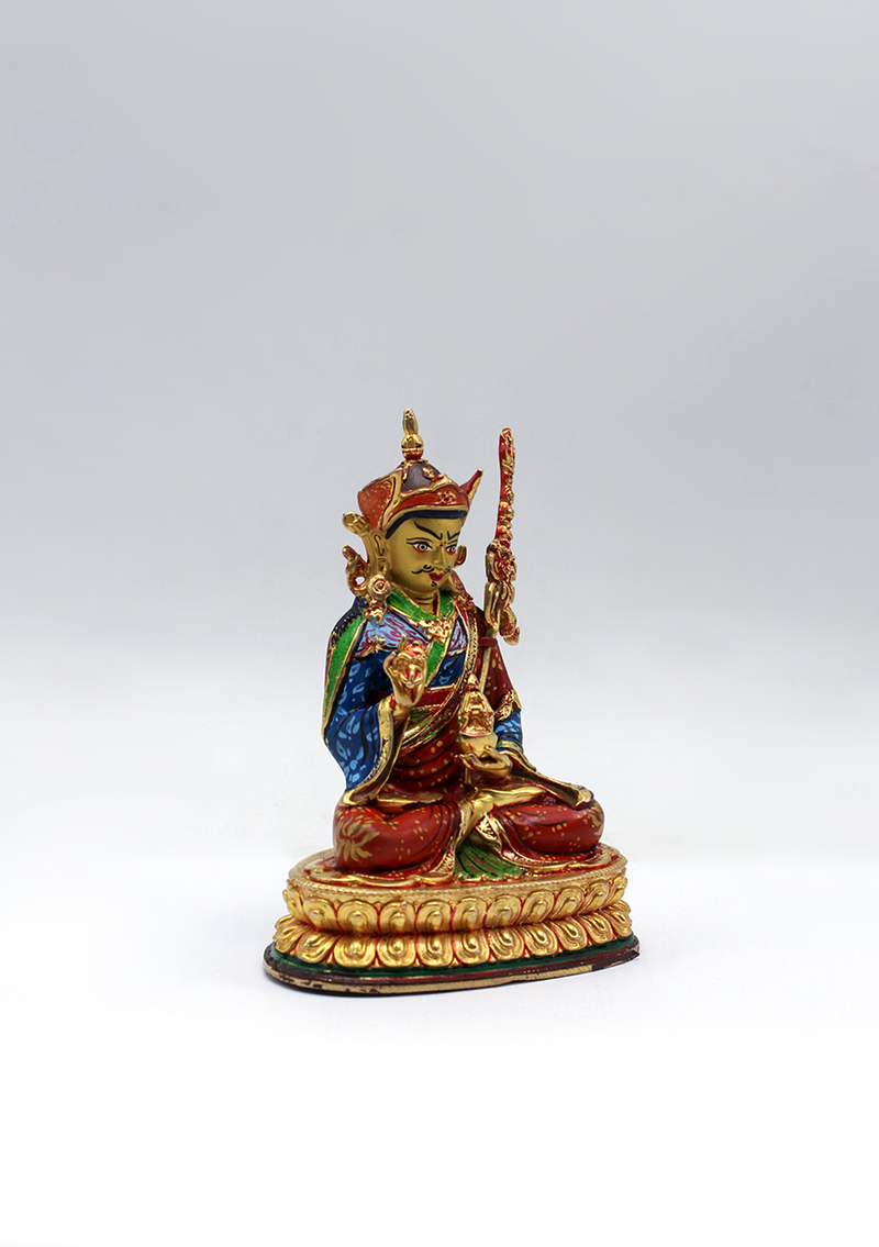 Hand Painted Copper Guru Padmasambhava Statue 4"H