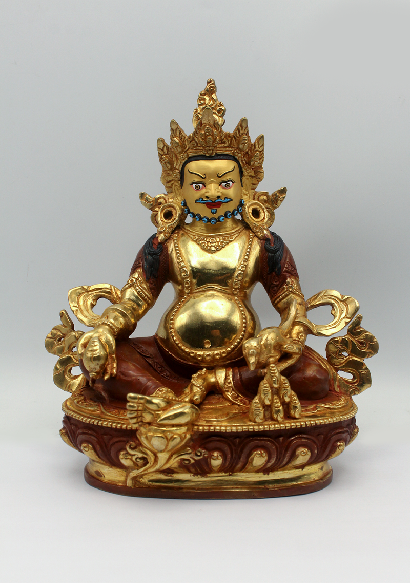 Copper 24 K Gold Jambhala  Kuebra Statue 8.5"H