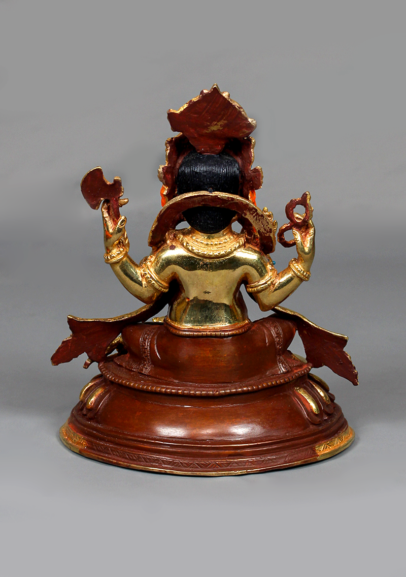 Handcrafted Copper Gold Plated  Ganesh  Statue 7" H