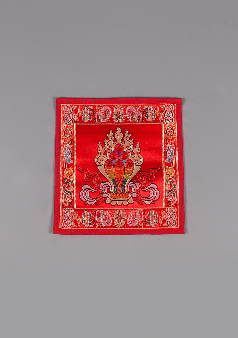 Tibetan Brocade Square Wish Fulfilling Jar Altar Cloth