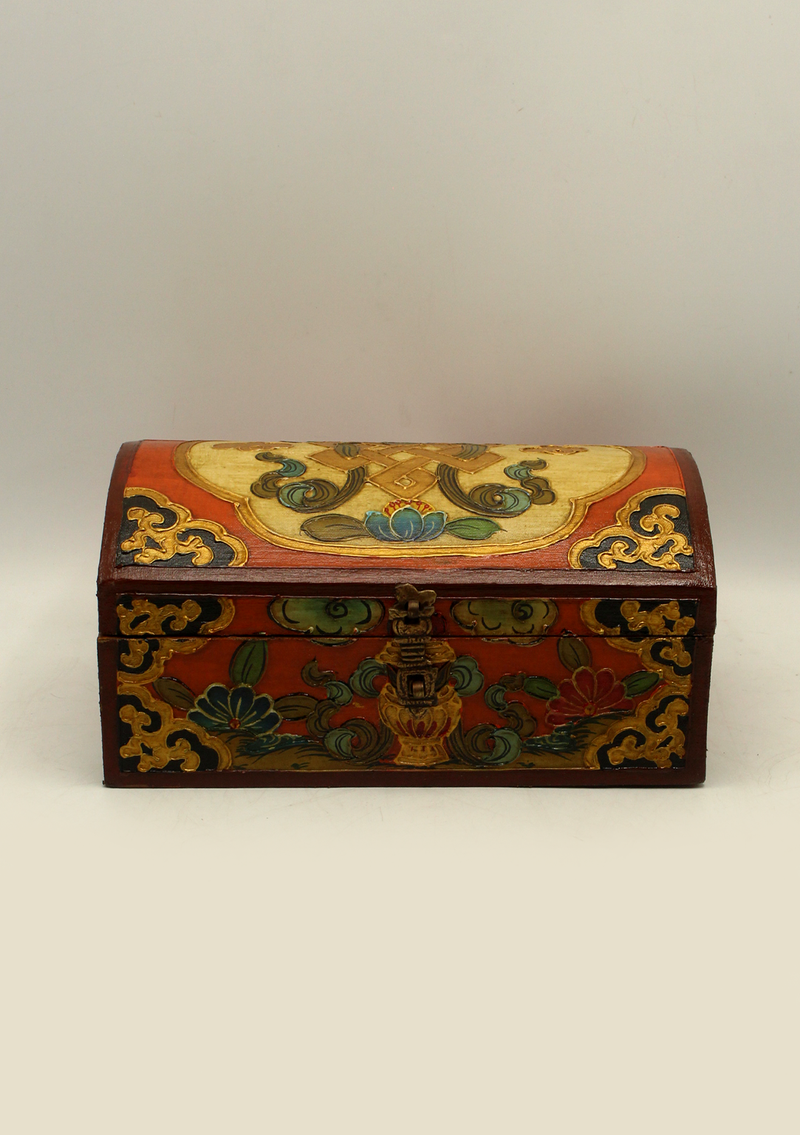Handpainted Tibetan Wooden Endless Knot Optical Box