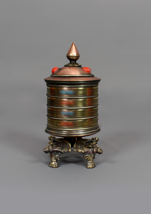 Copper Desktop Single Prayer Wheel With Double Dorjee Stand