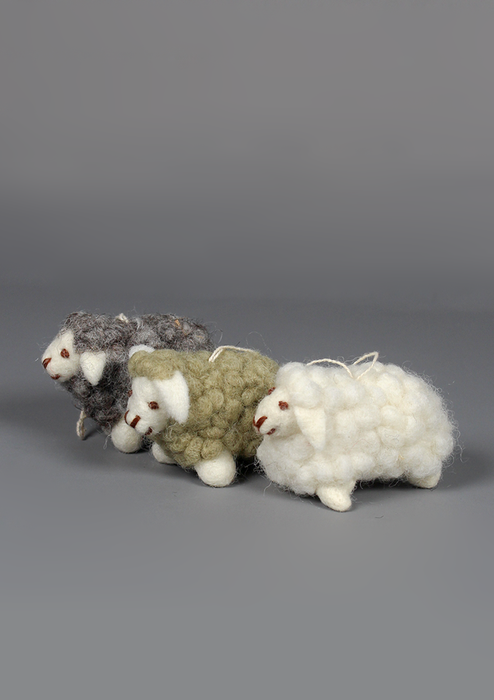 Handmade Felt Wool Sheep Hanging Ornament – Fair Trade Decor from Nepal