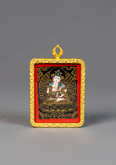 Vajrasattva Mini Thangka Amulet Pendant
