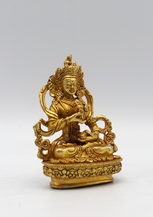 Gold Plated Tibetan Vajrasattva Statue 3.5"