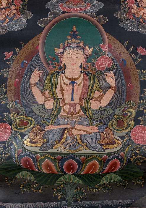 Chenrezig Brocade Thangka Painting