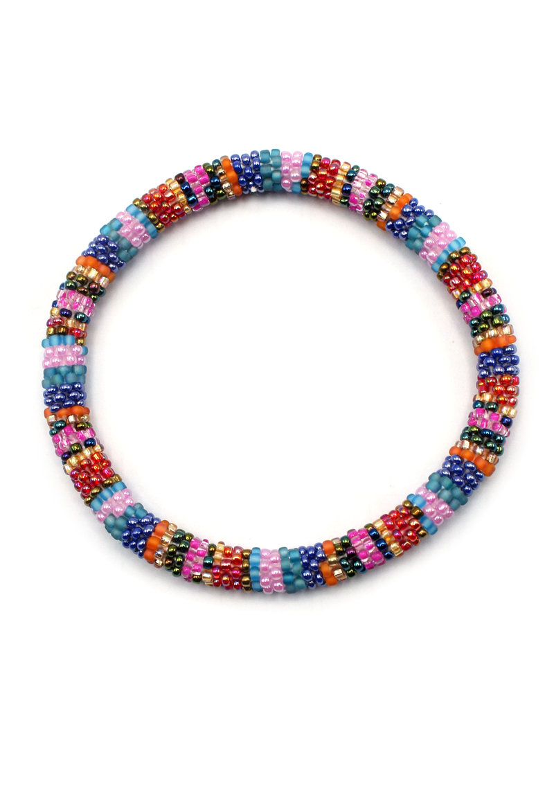 Rainbow Stripe Beaded Anklet – Trendy Foot Jewelry
