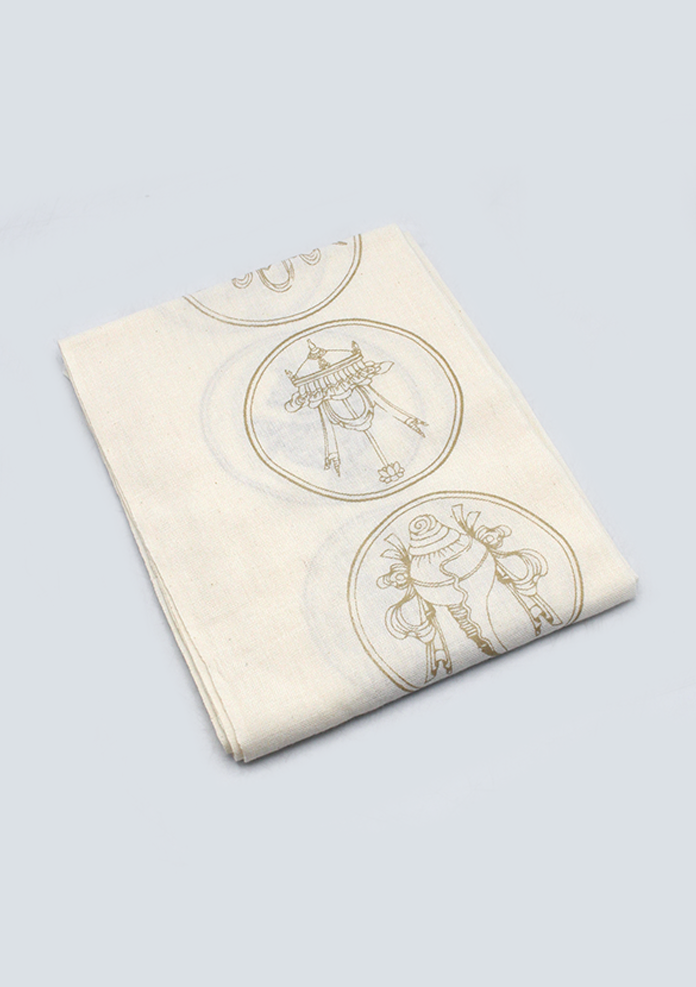 Biodegardable Eight Auspicious Symbol Buddhist Offering Scarf Golden Khada