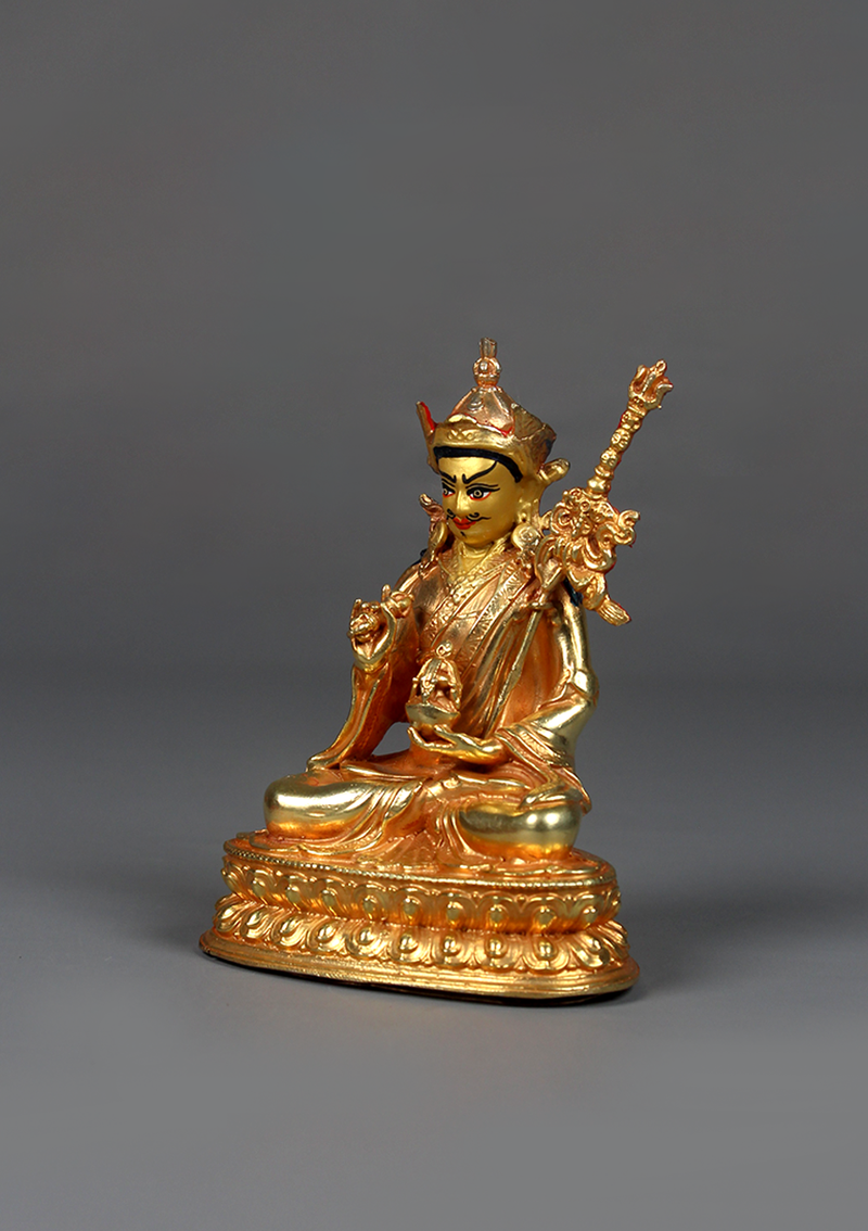 Fully Gold Electroplated Guru Rinpoche Statue 4"