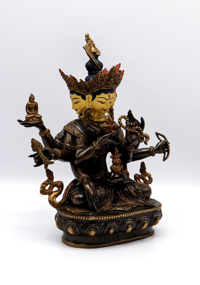 Partly Gold Plated Namgyalma Statue 9"H