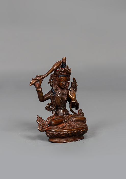 Copper Oxydized Manjushree Statue 3.5" H