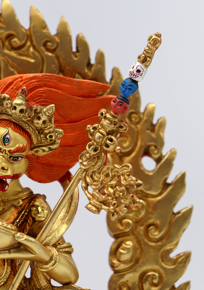 Fully Gold Plated Simhamukha  Sngha Jogini Statue 7.5"H