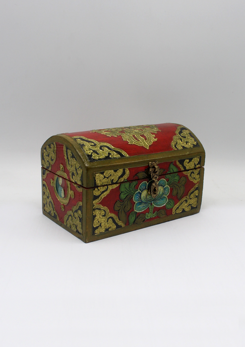 Handpainted Tibetan Wooden Optical Box with Double Dorjee- Medium