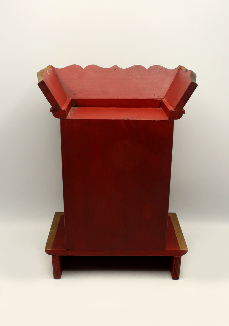 Handpainted Tibetan Wooden Red Shrine with Conch