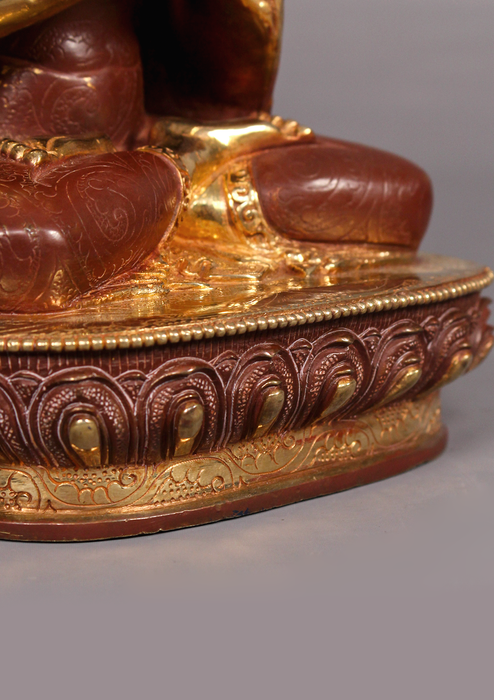 Partly Gold Plated Vairochana Statue 9" H