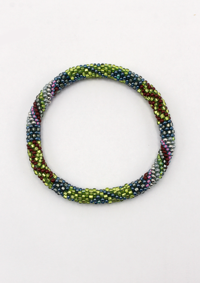 Bright Green Roll on Beads Bracelet