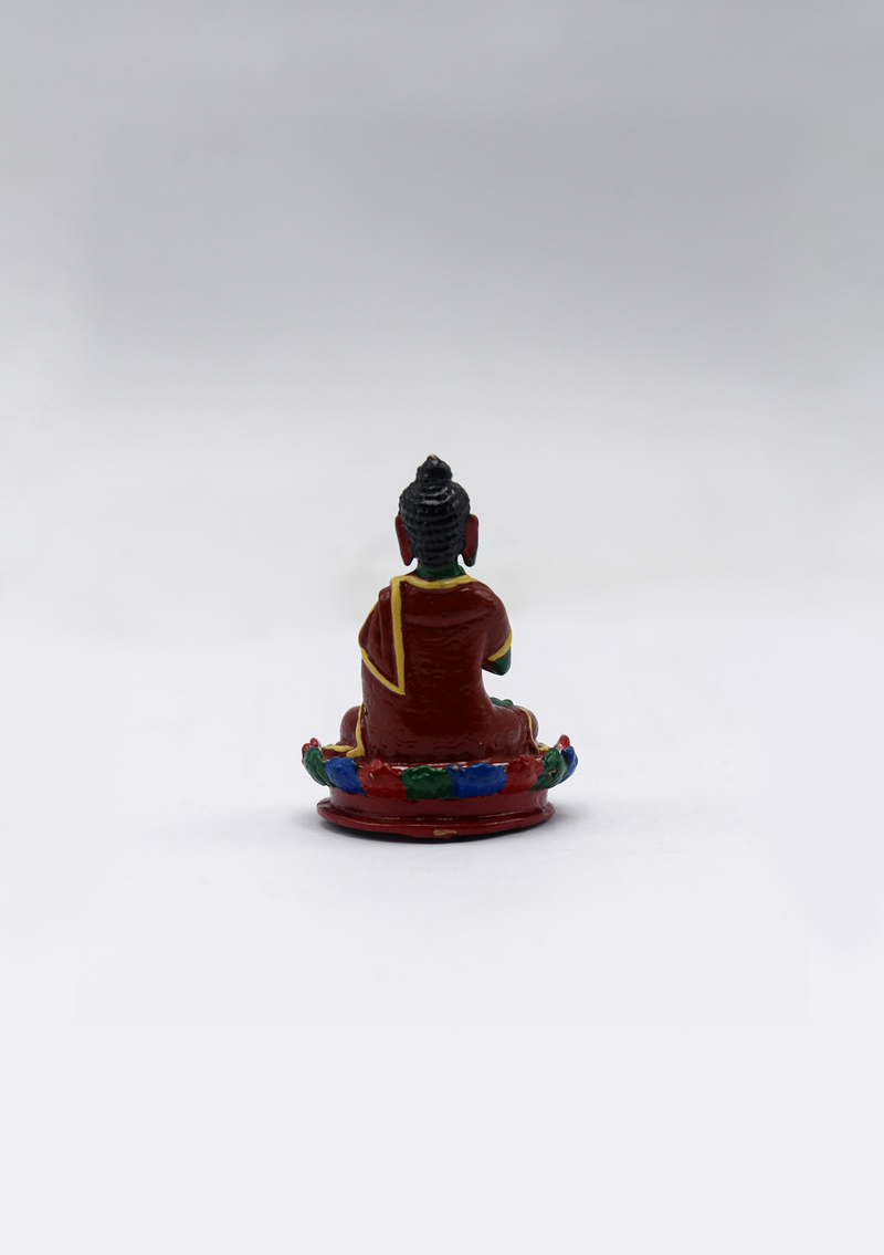 Mini Hand Painted Copper Amoghasiddhi Buddha Statue 1.5"H