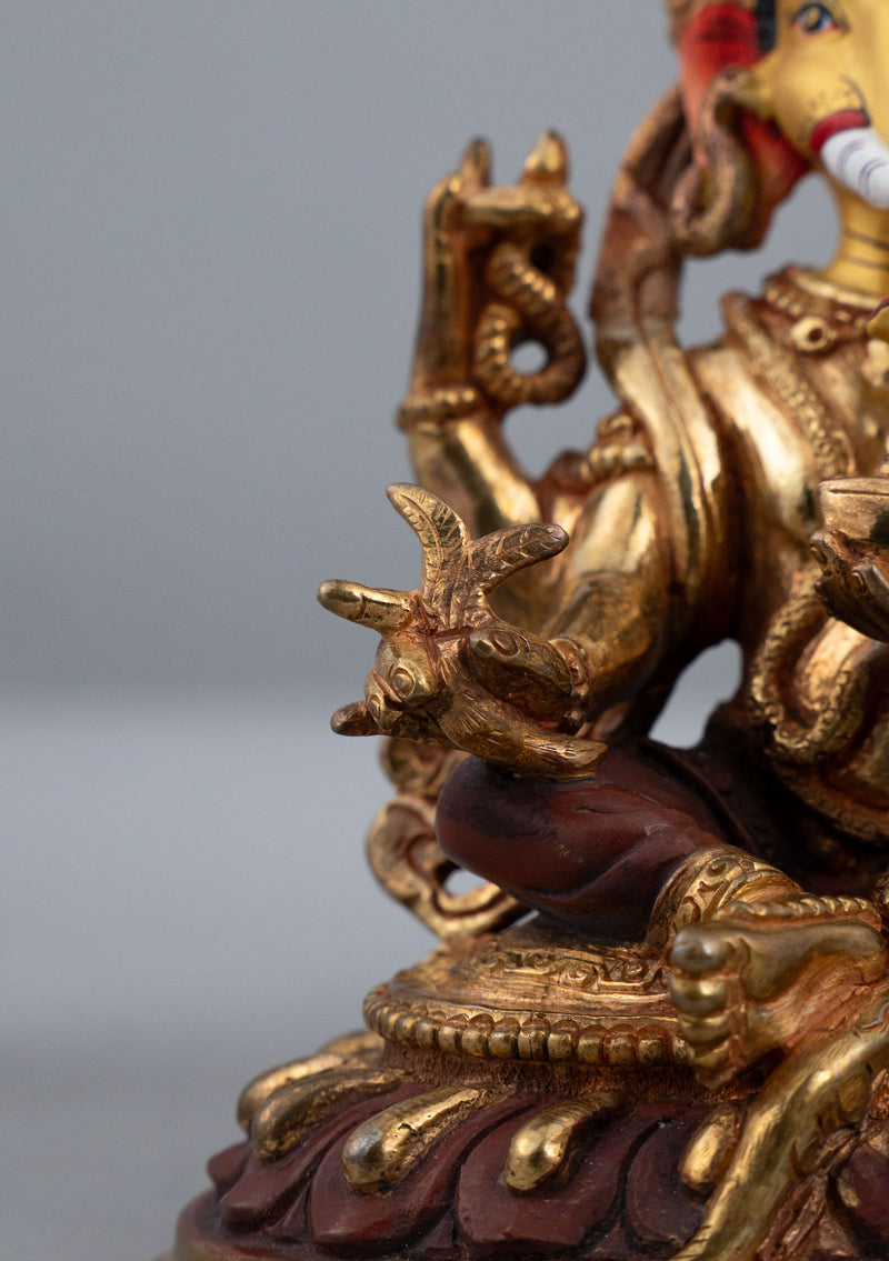 Partly Gold Plated Ganesh Statue 4.75" H