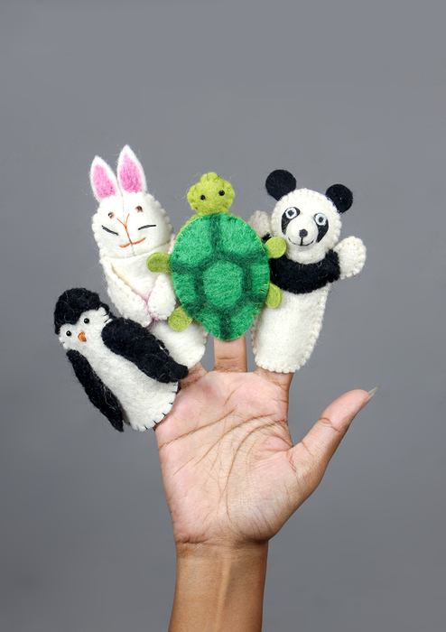 Cute Felted Woolen Panda Finger Puppet  – Handmade Wool Felt Toy