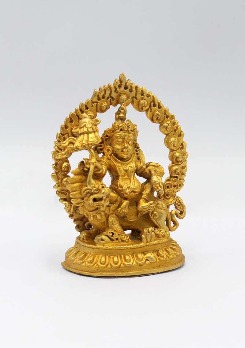 Gold Electroplated Mini Kubera Zambala Statue 2.8 inch