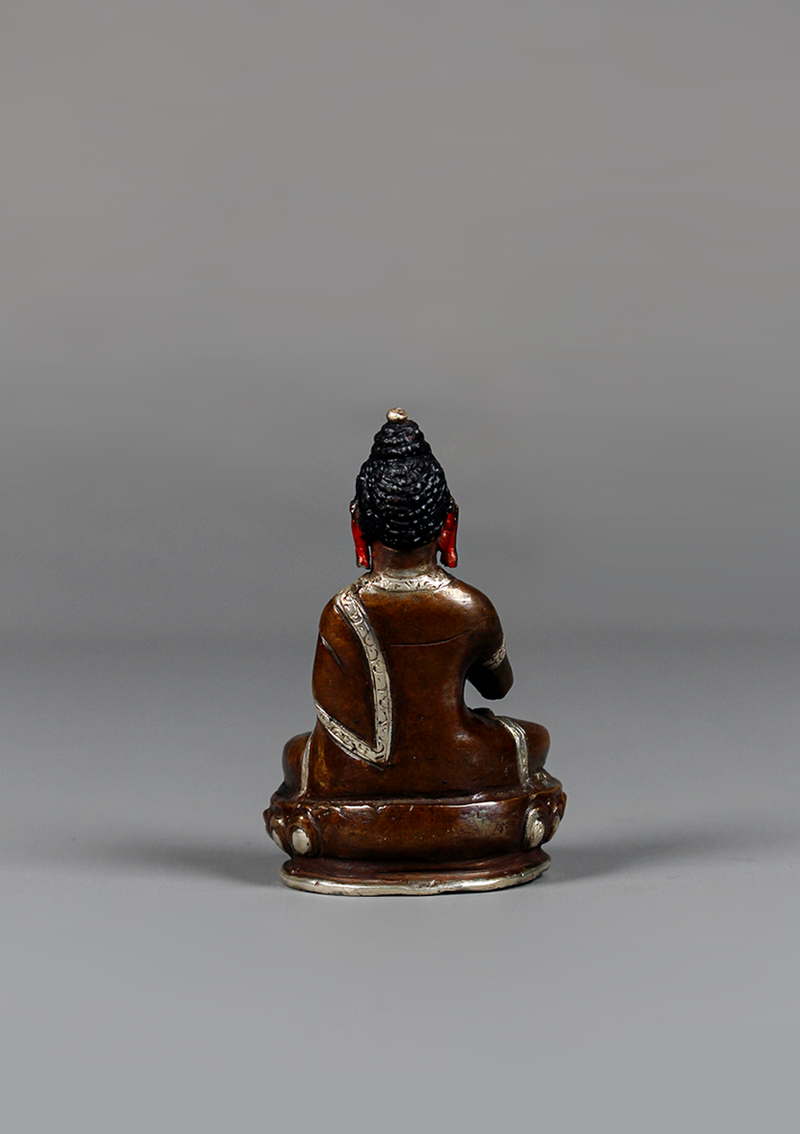 Copper Oxydized  Silver Plated  Vairochana Buddha Statue 3"