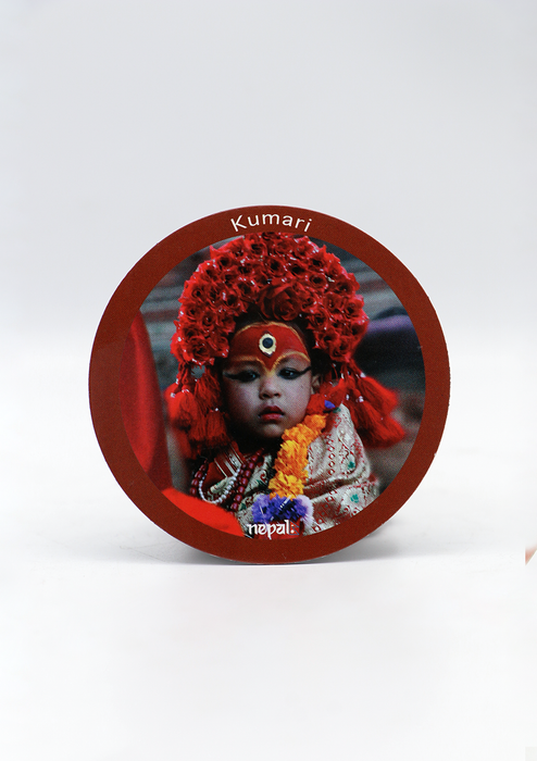 Living Goddess Kumari Round Fridge Magnet