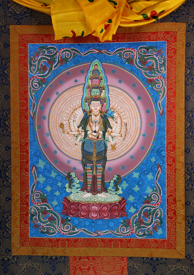 Avalokiteshvara Brocade Thangka Painting