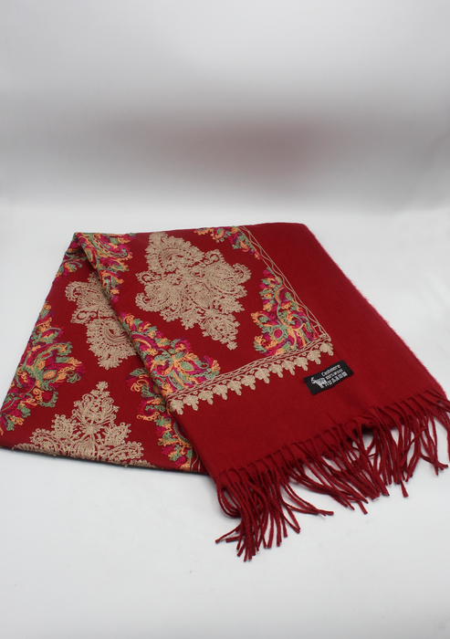 Red Woolen Embroidery  Shawl
