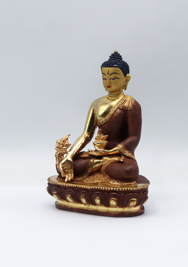Partly Gold Plated Medicine Buddha Statue 5.5" H