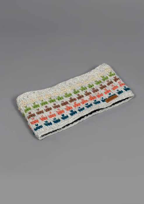 Beautiful Multicolor Handknitted Headband- Beige