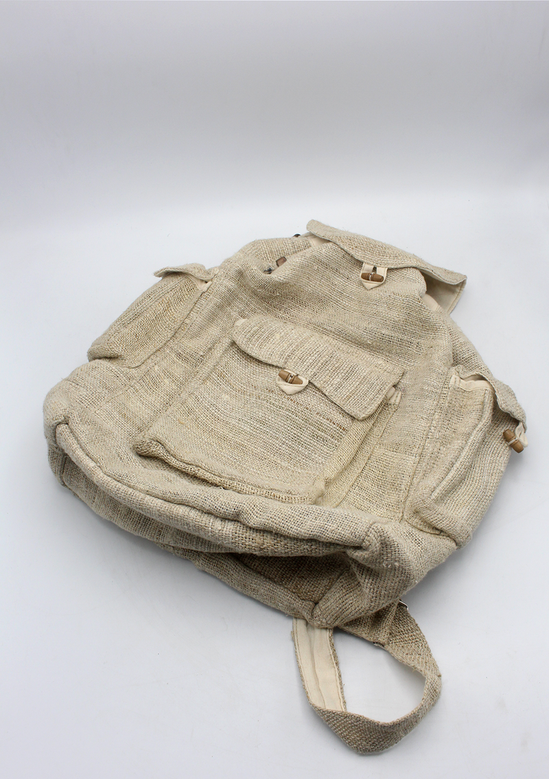 Off White Earthy Multi Pocket Hemp Rucksack