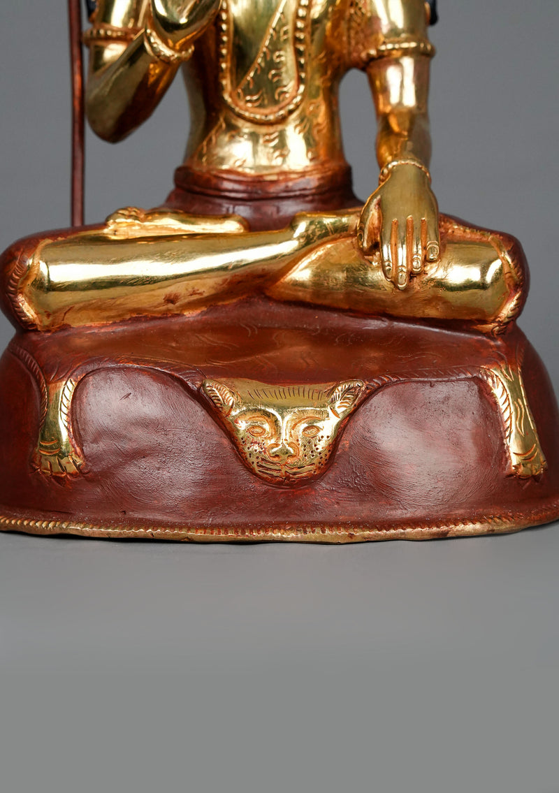 Partly Gold Plated Shiva Statue 8.5"H