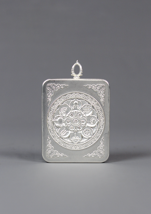 Shakyamuni Red Mini Thangka Amulet Pendant