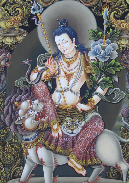 Simhanada Lokeshvara Newari Paurbha Print Signed by Sundar Sinkhwal