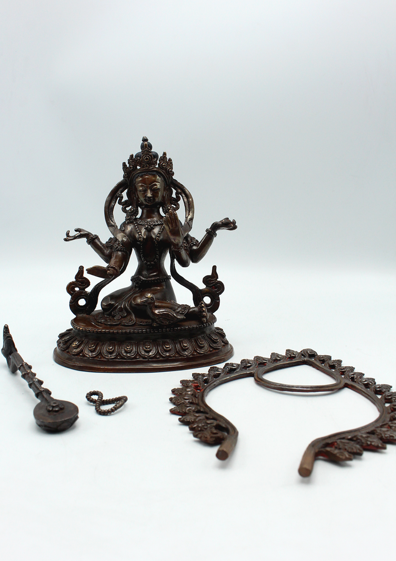 Copper Oxydized Saraswati Statue