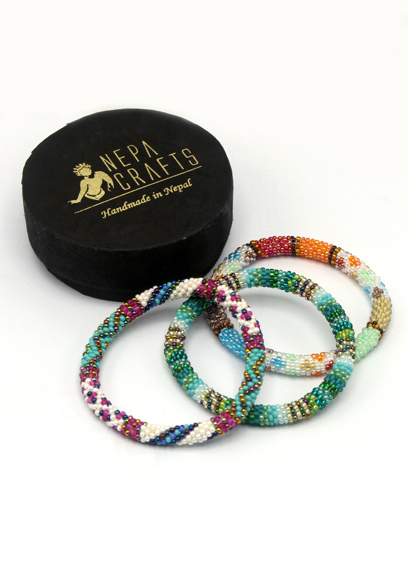 Annapurna  Roll  on  Beads Bracelet Gift Set of 3 in Eco-Friendly  Jewelry Box