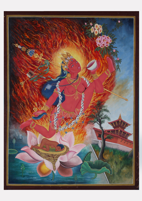 Vajrayogini Pink  Lotus  Thangka Painting