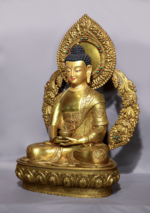 Mastercrafted  24 K Gold Gilded  Amitabha Buddha Statue 25.5"H