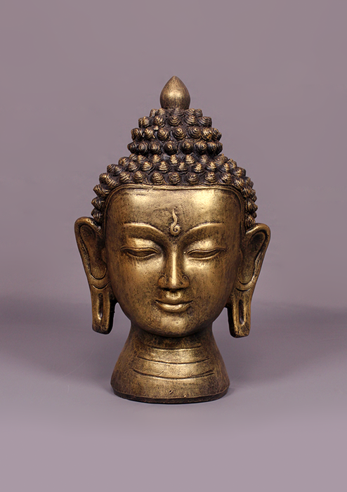 Handpainted Ceramic Buddha Head 12" H