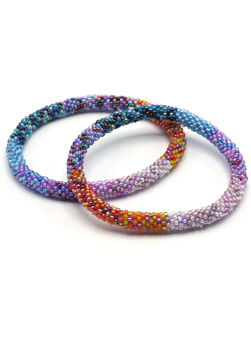 Purple  Orange Beaded Anklet – Trendy Foot Jewelry