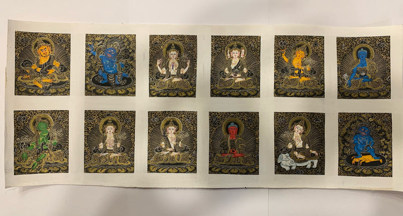 Mini Thangka Custom Listing - Black & gold 4 x 5cm